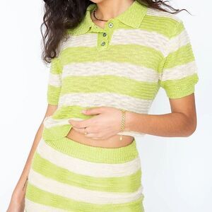 REVOLVE Callahan Knitwear Top Ang Polo Shirt in Basil Size XS • NEW WITHOUT TAGS
